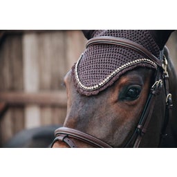 Kentucky Horsewear Fly Veil Long Stone & Pearl - Brown