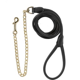 Führleine aus Kunstleder mit Kette, 270 cm - schwarz