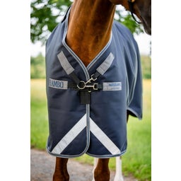 Rambo 1680D Turnout 100g, Navy/Thunderstorm Grey & Silver - 145 cm